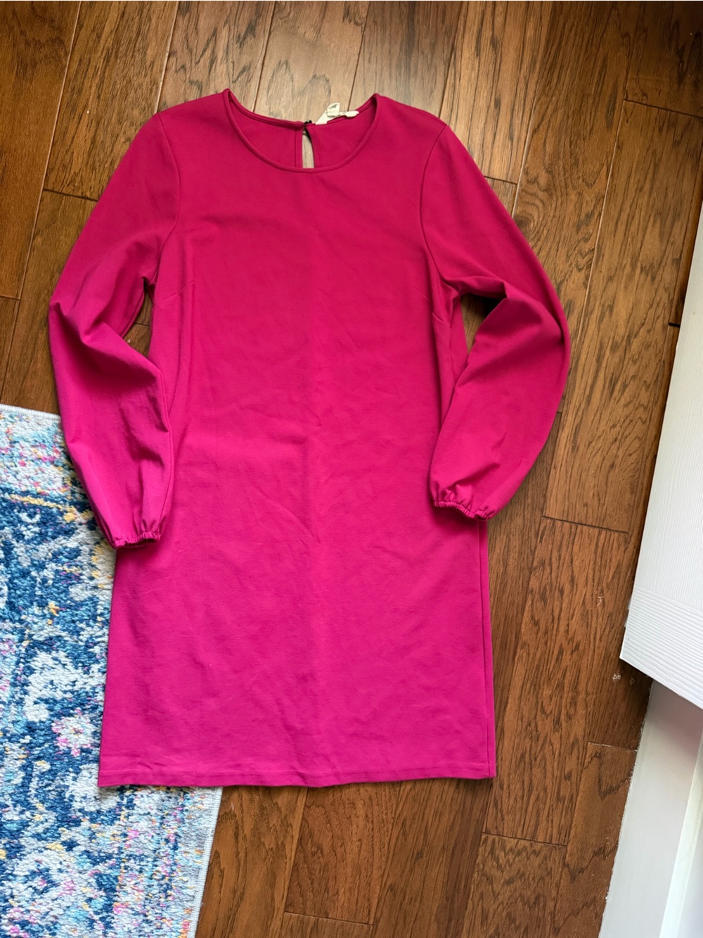 BODEN VIOLET PINK PONTE SHIFT DRESS 10 REGULAR CASUAL BISHOP SLEEVE